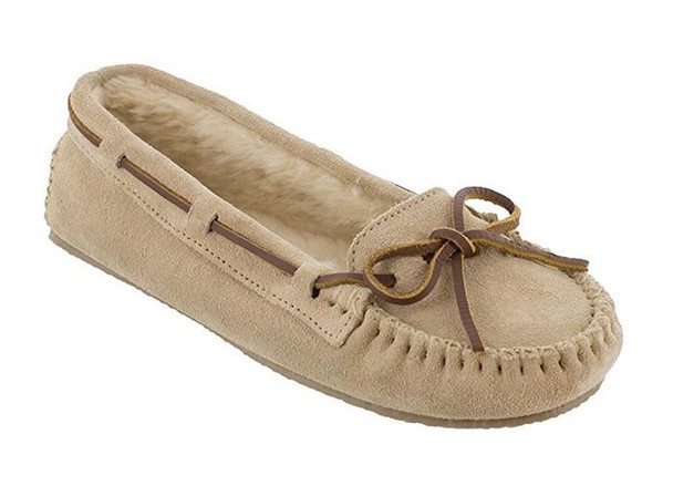 Minnetonka Womens Cally Moccasin Slipper Stone - Size 6 - 4018-STONE-6