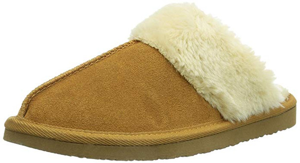 Minnetonka Womens Chesney Fur Lined Slippers - Cinnamon - Size 9 40881-CINNAMON-9