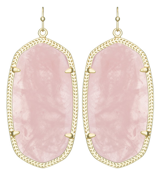 Kendra Scott Danielle Earrings In Rose Quartz & 14k Gold Plated - 4217799999