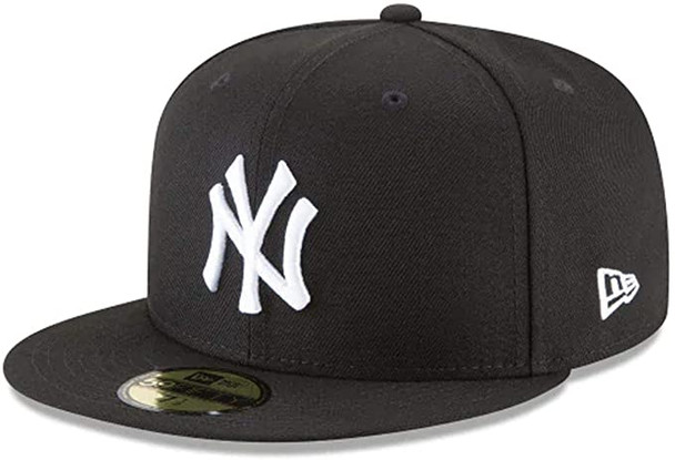 New Era New York Yankees Basic 59Fifty Fitted Cap Hat Black/White 11591127 (Size 7 3/8) 11591127-738