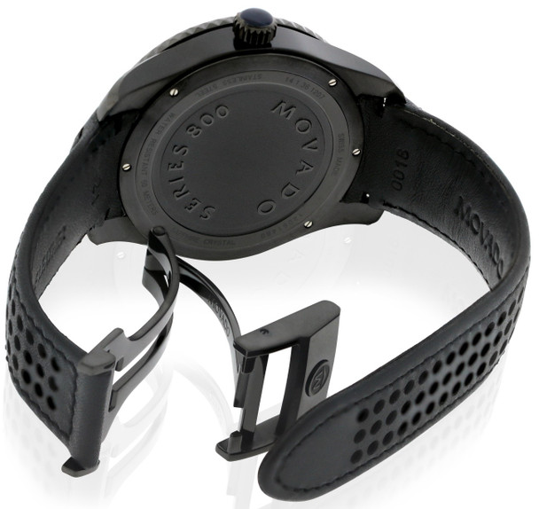 Movado Series 800 Black PVD Leather Mens Watch 2600117