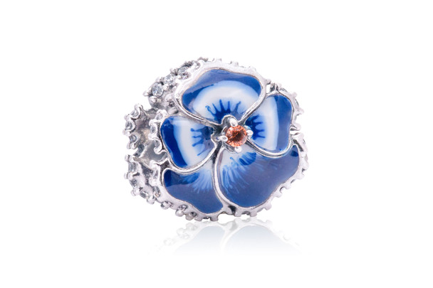 Pandora Moments Blue Pansy Flower Charm 790777C02