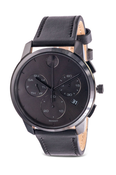 Movado Bold Thin Chronograph Leather Mens Watch 3600632