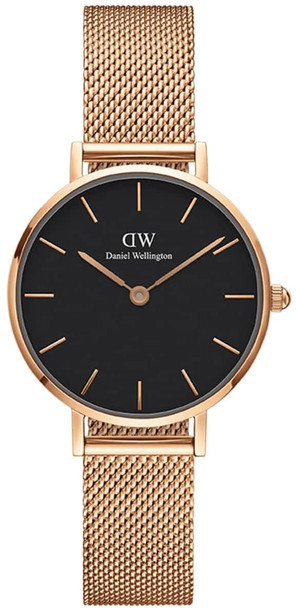 Daniel Wellington Petite Melrose Black Rose Gold Ladies Watch DW00100217