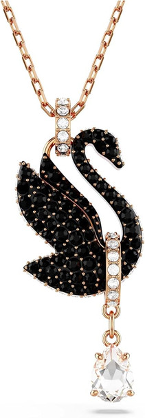 Swarovski Swan Pendant Black Rose Gold-tone Plated 5678045