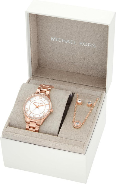 Michael Kors Mini Lauryn Rose Gold-Tone Ladies Watch and Jewelry Gift Set MK4850SET