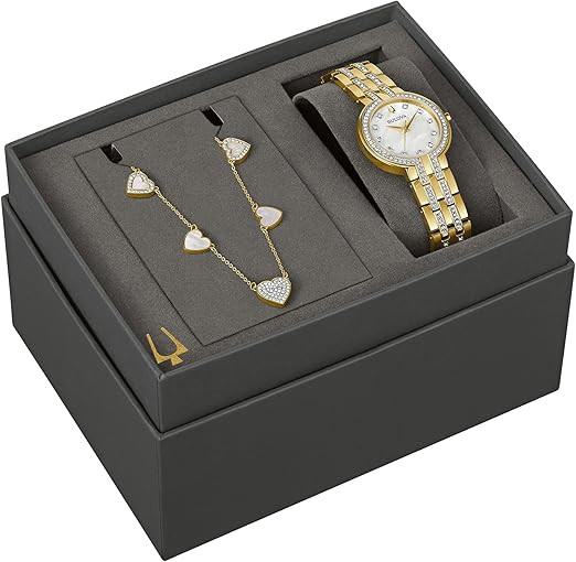 Bulova Crystal Collection Ladies Watch & Necklace Gift Set 98X138