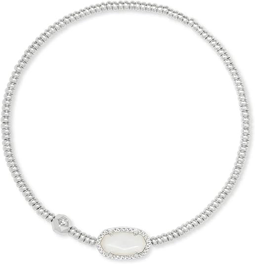 Kendra Scott Grayson Silver Stretch Bracelet in Ivory Mother-of-Pearl 4217718063