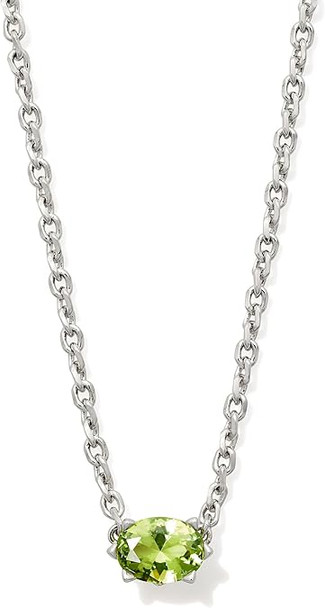 Kendra Scott Cailin Silver Pendant Necklace in Light Green Crystal 9608871252 Kendra Scott Cailin Silver Pendant Necklace in Light Green Crystal 9608871252