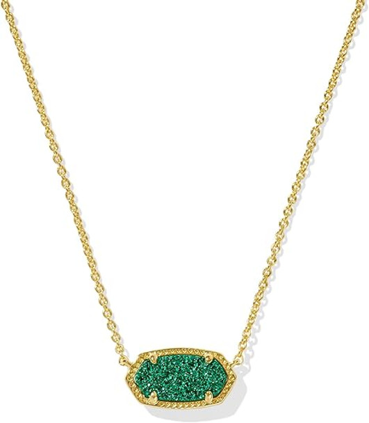 Kendra Scott Elisa Gold Short Pendant Necklace in Emerald Drusy 9608880981 Kendra Scott Elisa Gold Short Pendant Necklace in Emerald Drusy 9608880981