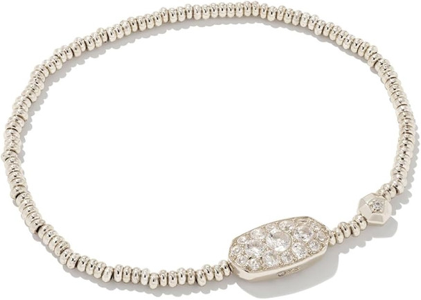 Kendra Scott Grayson Crystal Stretch Bracelet Rhodium White Crystal 9608802929