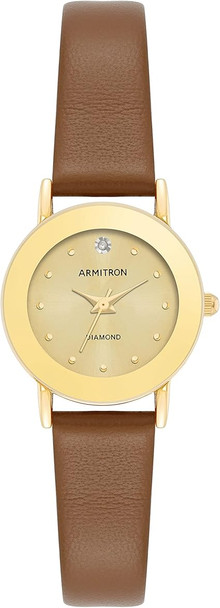 Armitron Genuine Diamond Dial Leather Ladies Watch 75-2447CHGPHY