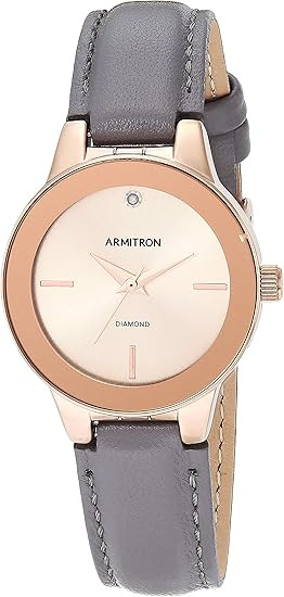 Armitron Gray Leather Calfskin Dress Ladies Watch 75-5410RSRGGY