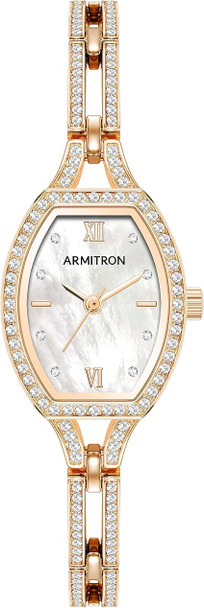 Armitron Rose Gold-Tone MOP Dial Crystal Accented Bracelet Ladies Watch 75-5902MPRG