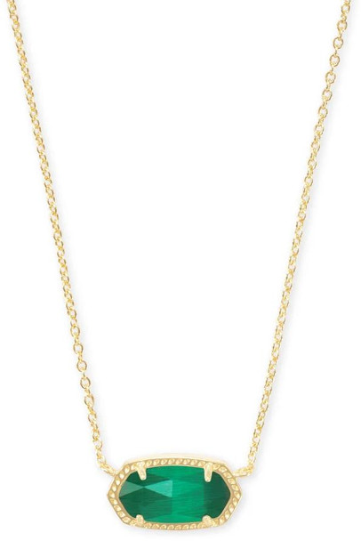 Kendra Scott Elisa Gold Pendant Necklace in Emerald Cats Eye 4217713810