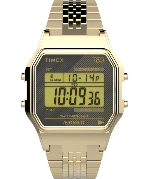 Timex Timex 80 Gold-Tone Digital Unisex Watch TW2V18900