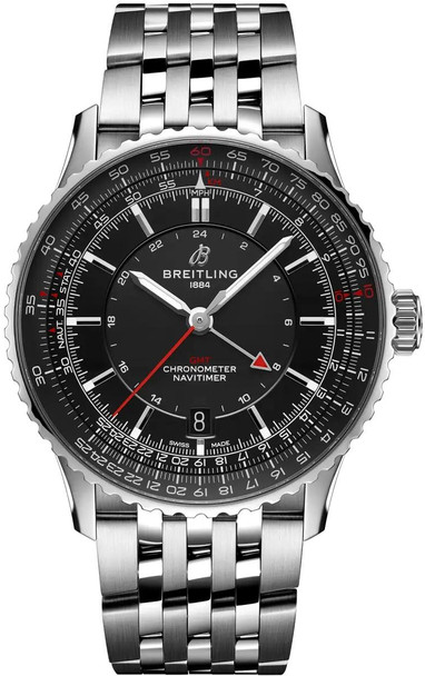 Breitling Navitimer Automatic GMT 41 Black Dial Steel Automatic Mens Watch A32310251B1A1