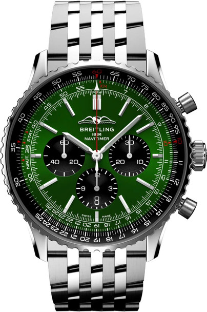Breitling Navitimer B01 Chronograph 46 Green Dial Steel Mens Watch AB0137241L1A1
