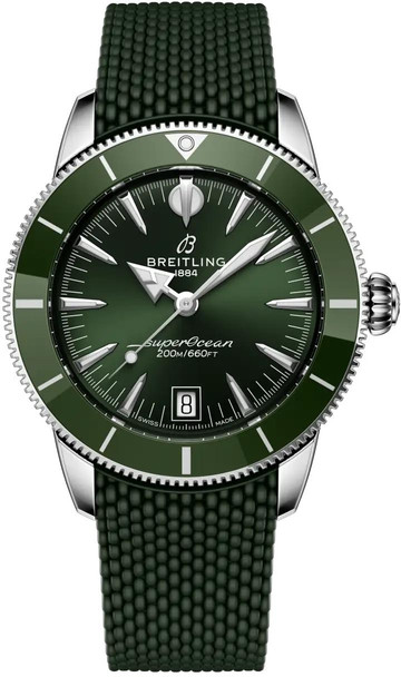 Breitling Superocean Heritage B31 40 Green Dial Rubber Automatic Mens Watch AB3110361L1S1