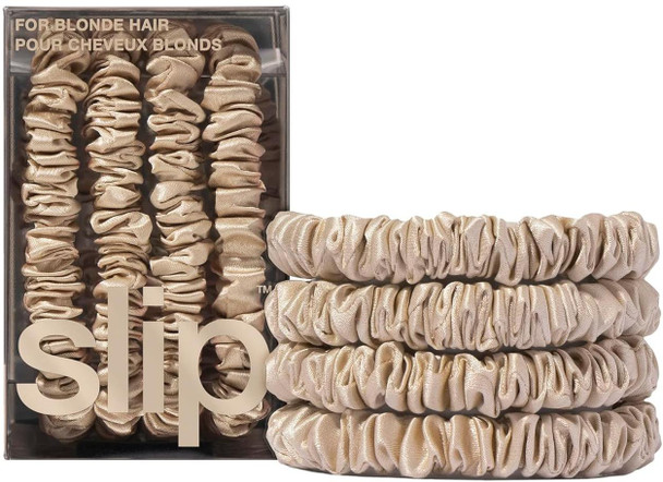 Slip Silk Skinny Scrunchies - Elastic Scrunchies Set (Set Of 4) - Blonde 850004304983