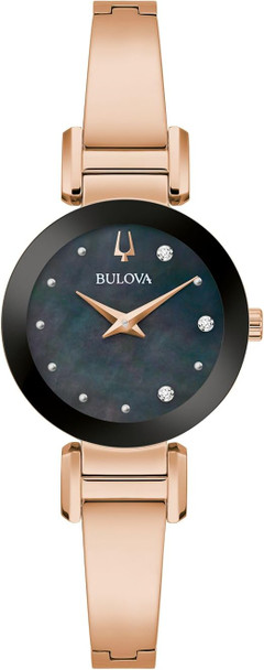 Bulova Marc Anthony Modern Diamond Stainless Steel Bangle Ladies Watch 97P163