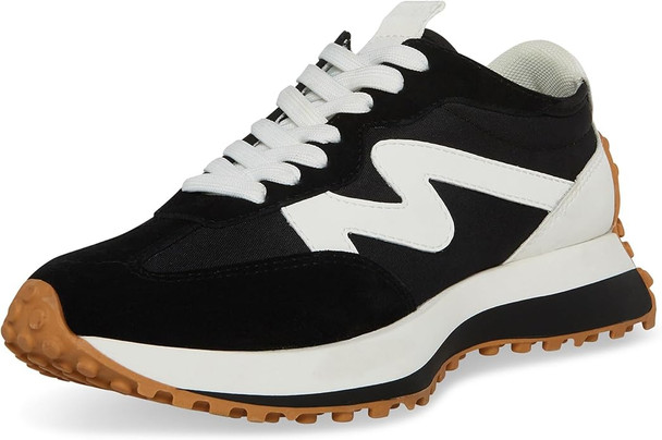 Steve Madden Campo Womens Lace-Up Sneaker - Black / White