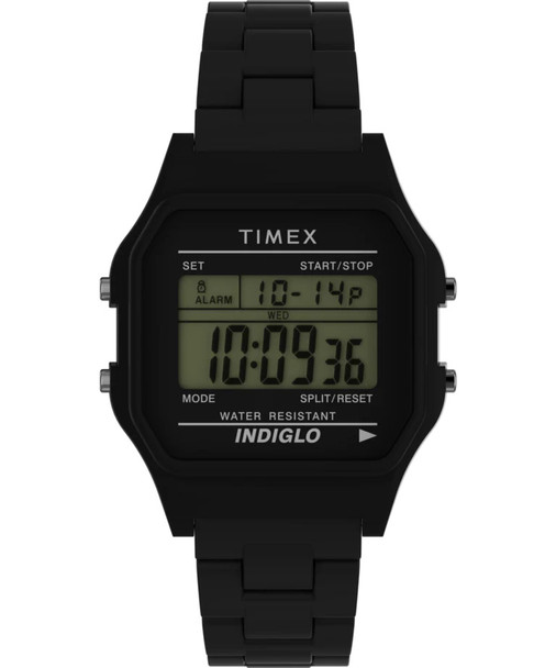 Timex 80 36mm Glossy Black Resin Bracelet Mens Watch TW2V20000