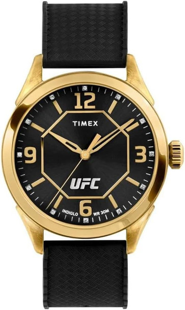Timex UFC Athena 42mm Black/Gold-Tone Silicone Mens Watch TW2V56000