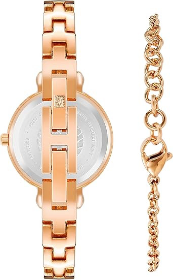 Anne Klein Genuine Diamond Dial Bangle Watch with Bracelet Set AK/3620BYST