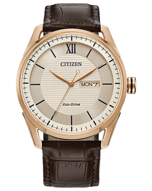 Citizen Eco-Drive Classic Ivory Dial Mens Watch AW0082-01A
