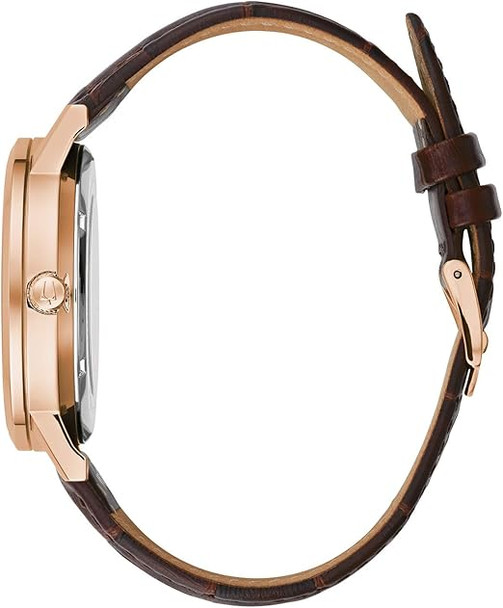 Bulova Brown Leather Strap Automatic Mens Watch 97A150