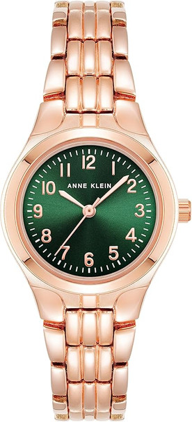 Anne Klein Rose Gold-Tone Green Dial Easy Reader Ladies Watch 10/5490GNRG
