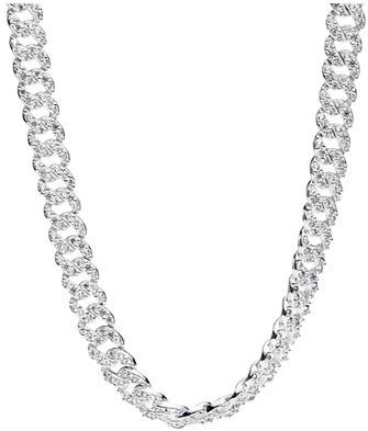 Pandora Timeless Cuban Chain Sterling Silver Necklace With Clear CZ 393161C01-45