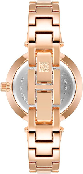 Anne Klein Rose Gold-Tone White Mother-of-Pearl Bangle Diamond Accent Ladies Watch AK/1414WHRG