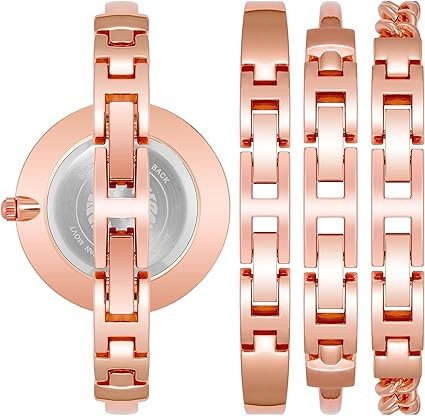 Anne Klein Rose Gold-Tone Blush Pink Mother-of-Pearl Bangle Set Ladies Watch AK/1470BHST