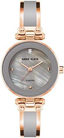 Anne Klein Rose Gold-Tone and Grey Enamel Bangle Ladies Watch AK-1980GYRG AK/1980GYRG