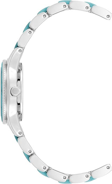 Anne Klein Silver-Tone Turquoise Resin Link Bracelet Glossy Dial Ladies Watch AK/3213TQSV
