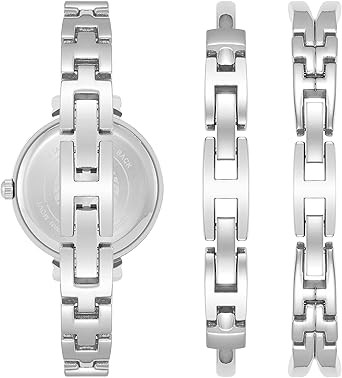 Anne Klein Premium Crystal Accented Bangle Watch and Bracelet Set AK/3293WTST