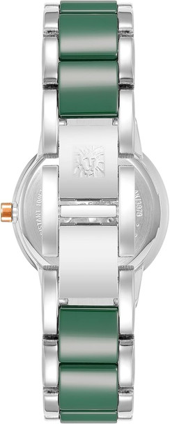 Anne Klein Silver-Tone Green Mother-of-Pearl Crystal Bezel Ladies Watch AK/3345GNRT
