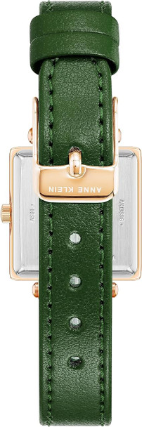 Anne Klein Rose Gold-Tone Square Green Mother-of-Pearl Apple Leather Ladies Watch AK/3896RGGN
