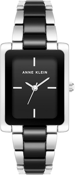 Anne Klein Two-Tone Ceramic Rectangular Ladies Watch AK/3999BKSV