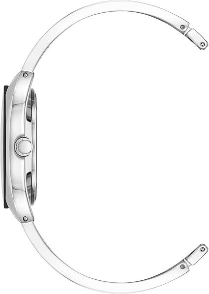 Anne Klein Silver-Tone Black Dial Bangle Diamond Accent Ladies Watch AK/4041BKSV