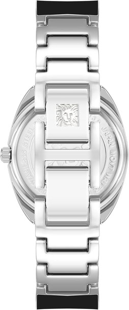 Anne Klein Silver-Tone Black Dial Bangle Diamond Accent Ladies Watch AK/4041BKSV