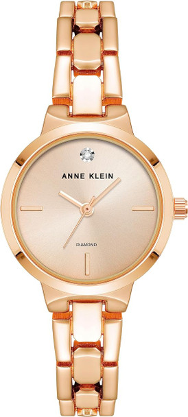 Anne Klein Petite Rose Gold-Tone Diamond Dial Analog Ladies Watch AK-4190RGRG AK/4190RGRG