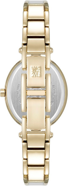 Anne Klein Gold-Tone Oval Mother-of-Pearl Bangle Diamond Accent Ladies Watch AK/5118WTGB