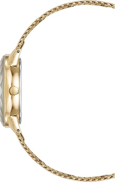 Anne Klein Gold-Tone Oval Champagne Sunray Facetted Crystal Mesh Ladies Watch AK/5244CHGB