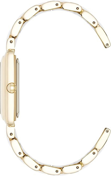 Anne Klein Gold-Tone Rectangular White Mother-of-Pearl Silicone Ladies Watch AK/5278GPWT