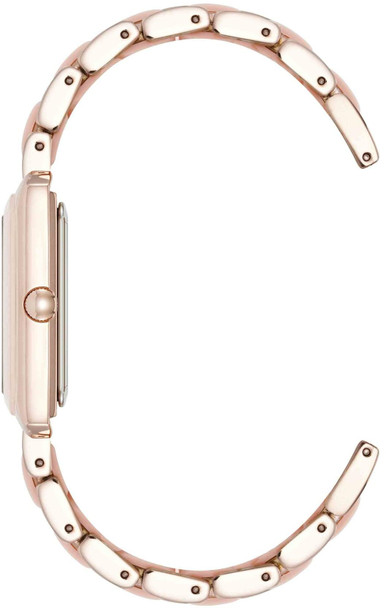 Anne Klein Rose Gold-Tone Rectangular Pink Mother-of-Pearl Silicone Ladies Watch AK/5278RGBH