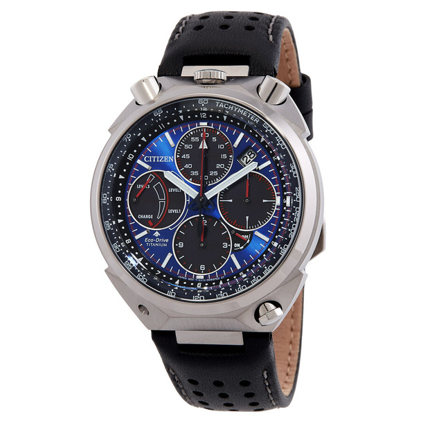 Citizen Limited Edition Promaster Tsuno Chrono Racer Blue Dial Leather Mens Watch AV0088-01L