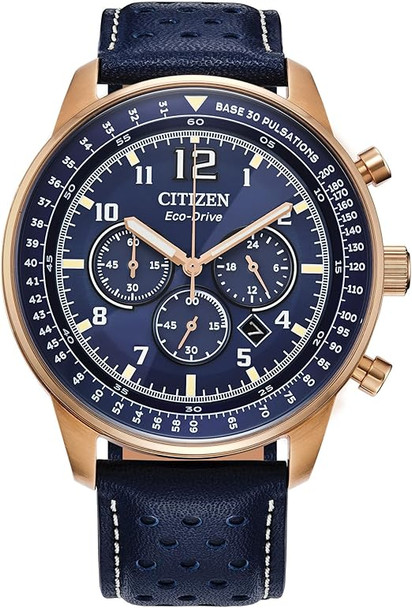Citizen Weekender Sport Chronograph Blue Dial Rose Gold-Tone Mens Watch CA4503-00L